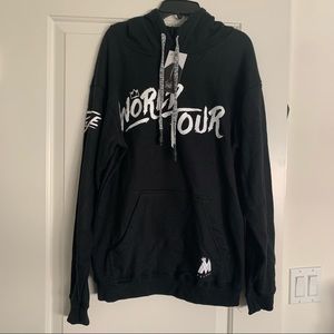 NWT Maluma concert World Tour black hooded sweater. Size Medium. Authentic